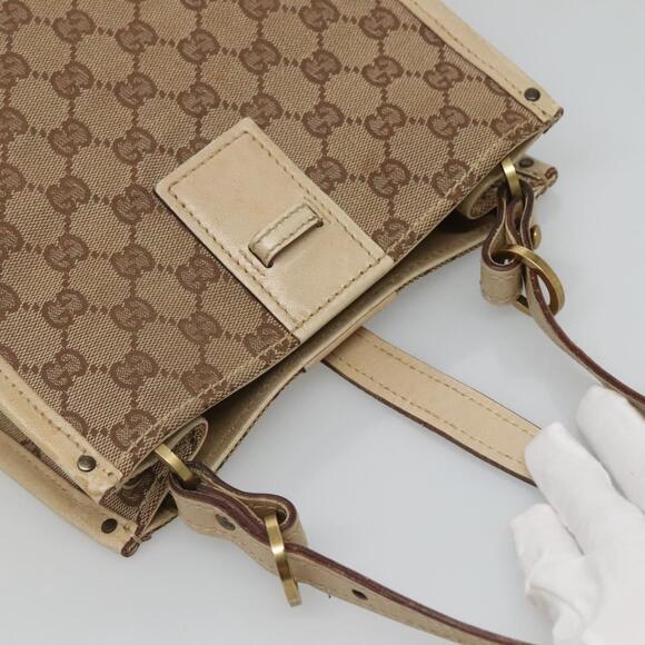 GUCCI GG Canvas Shoulder Bag Beige Gold - Picture 6 of 12